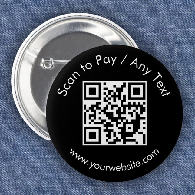 Custom QR Code / Text Black 2 Inch Round Button (Creator Uploaded)