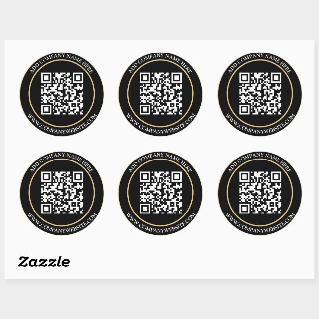 Custom QR Code Text Black White Classic  Classic Round Sticker (Sheet)
