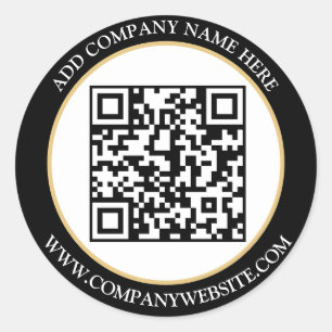Custom QR Code Text Black White Classic Round Sticker