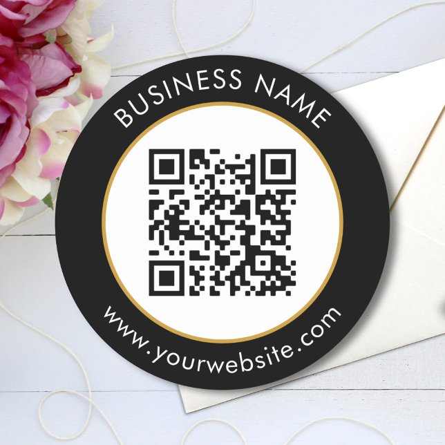 Custom QR Code Text Black White Classic Round Sticker (Creator Uploaded)