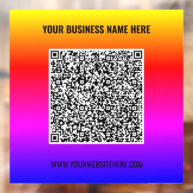 Custom QR Code Text Colours Business Window Cling (Sheet 2)