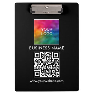 Custom QR Code Text Corporate Logo Here Minimalist Clipboard
