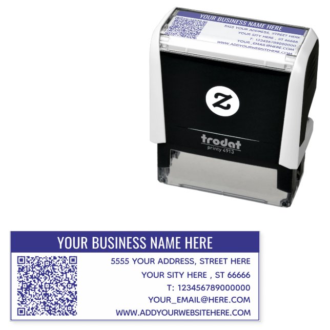 Custom QR Code Text Info Address Stamp Template (In Situ)