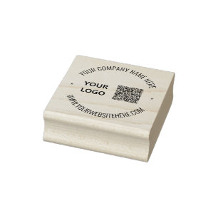 Custom QR Code Text Logo Rubber Stamp Template