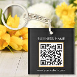 Custom QR Code Text Modern Black White Business Keychain<br><div class="desc">Upload a QR code, add text, and easily create your personalized keychain. Click EDIT to change the background colour or text colour. You can TRANSFER this DESIGN on other Zazzle products and adjust it to fit most of the Zazzle items. Standard Studio designs are made in high-resolution vector graphics for...</div>