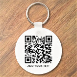 Custom QR Code Text Modern Black White Business Keychain<br><div class="desc">Upload a QR code, add text, and easily create your personalized keychain. Click CUSTOMIZE FURTHER to change the background colour or text colour. You can TRANSFER this DESIGN on other Zazzle products and adjust it to fit most of the Zazzle items. Standard Studio designs are made in high-resolution vector graphics...</div>