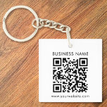 Custom QR Code Text Modern Black White Business Keychain<br><div class="desc">Upload a QR code, add text, and easily create your personalized keychain. Click CUSTOMIZE FURTHER to change the background colour or text colour. You can TRANSFER this DESIGN on other Zazzle products and adjust it to fit most of the Zazzle items. Standard Studio designs are made in high-resolution vector graphics...</div>