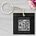 Custom QR Code Text Modern Black White Business Keychain<br><div class="desc">Upload a QR code, add text, and easily create your personalized keychain. Click CUSTOMIZE FURTHER to change the background colour or text colour. You can TRANSFER this DESIGN on other Zazzle products and adjust it to fit most of the Zazzle items. Standard Studio designs are made in high-resolution vector graphics...</div>