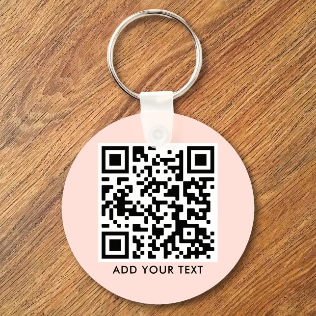 Custom QR Code Text Modern Blush Pink Business Keychain (Creator Uploaded)