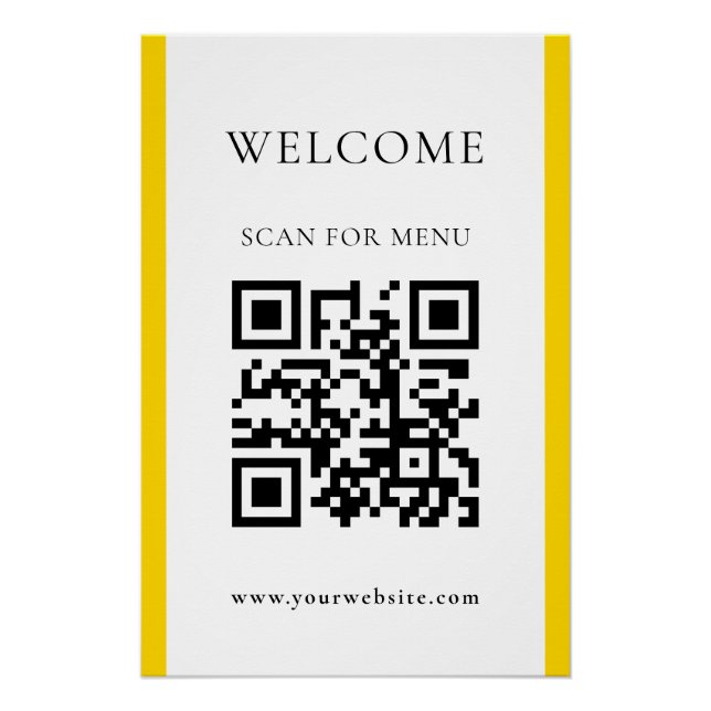 Custom QR Code Text Modern Business Glossy Poster (Front)