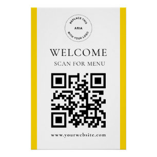 Custom QR Code Text Modern Business Glossy Poster