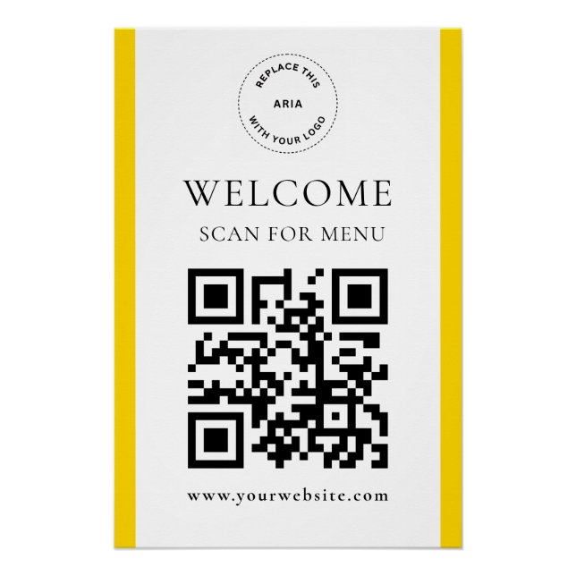 Custom QR Code Text Modern Business Glossy Poster (Front)