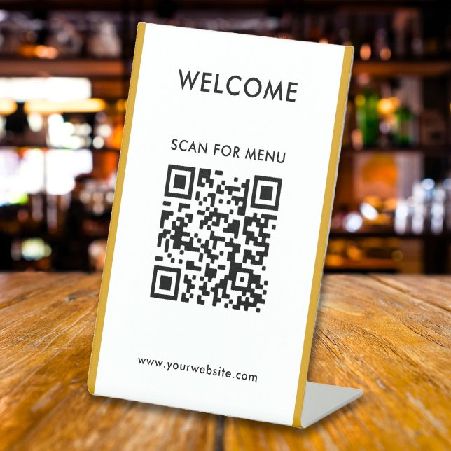 Custom QR Code Text Modern Business Pedestal Sign (Creator Uploaded)
