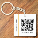 Custom QR Code Text Modern Gold White Business Keychain<br><div class="desc">Upload a QR code, add text, and easily create your personalized keychain. Click CUSTOMIZE FURTHER to change the background colour or text colour. You can TRANSFER this DESIGN on other Zazzle products and adjust it to fit most of the Zazzle items. Standard Studio designs are made in high-resolution vector graphics...</div>