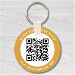 Custom QR Code Text Modern Gold White Business Keychain<br><div class="desc">Upload a QR code, add text, and easily create your personalized keychain. Click CUSTOMIZE FURTHER to change the background colour or text colour. You can TRANSFER this DESIGN on other Zazzle products and adjust it to fit most of the Zazzle items. Standard Studio designs are made in high-resolution vector graphics...</div>