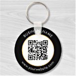 Custom QR Code Text Modern Gold White Business Keychain<br><div class="desc">Upload a QR code, add text, and easily create your personalized keychain. Click EDIT to change the background colour or text colour. You can TRANSFER this DESIGN on other Zazzle products and adjust it to fit most of the Zazzle items. Standard Studio designs are made in high-resolution vector graphics for...</div>