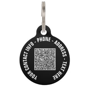 Custom QR Code Text Name Pet ID Tag Template