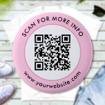 Custom QR Code Text Pink White Black 2 Inch Round Button<br><div class="desc">Upload a QR code, add text, and easily create your personalized button. Click EDIT to change the border colour or text colour. You can TRANSFER this DESIGN on other Zazzle products and adjust it to fit most of the Zazzle items. Standard Studio designs are made in high-resolution vector graphics for...</div>