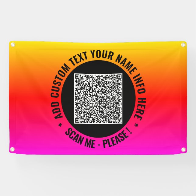 Custom QR Code Text Promotional Banner Template (Horizontal)