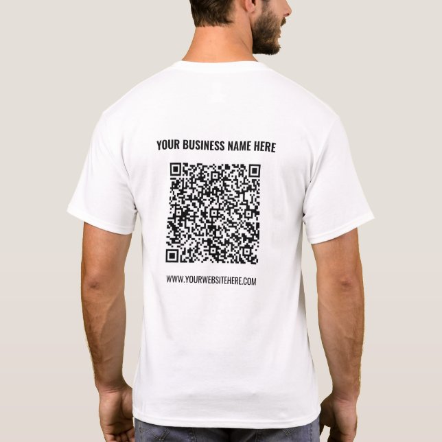 Custom QR Code Text Promotional Business T-Shirt (Back)