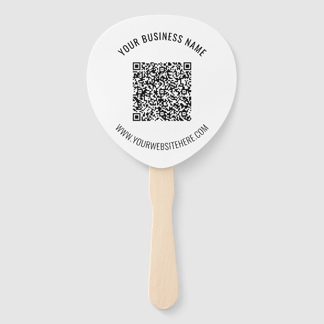 Custom QR Code Text Promotional Hand Fan Template (Back)
