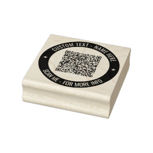 Custom QR Code Text Round Rubber Stamp Template