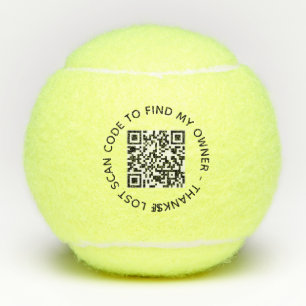 Custom QR Code text scan owner contact info Tennis Balls