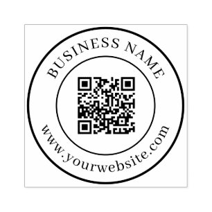 Custom QR Code Text Template Classic Round Rubber Stamp