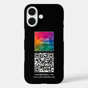Custom QR Code Text Upload Your Own Logo to iPhone 16 Case