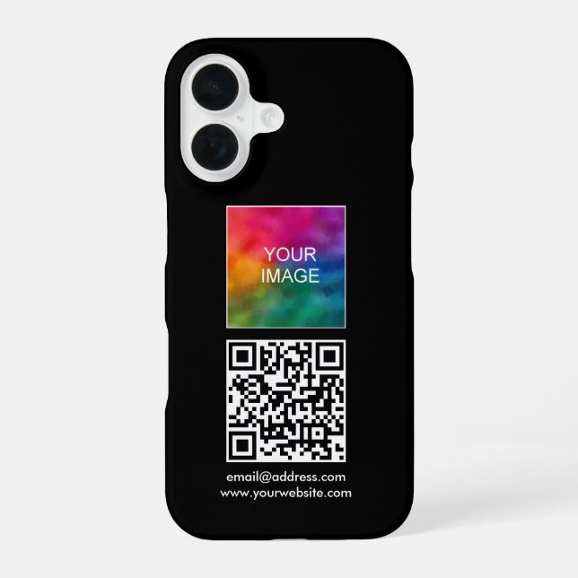 Custom QR Code Text Upload Your Own Logo to iPhone 16 Case (Back)
