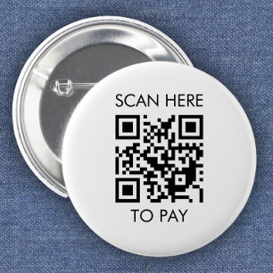 Custom QR Code / Text White 2 Inch Round Button