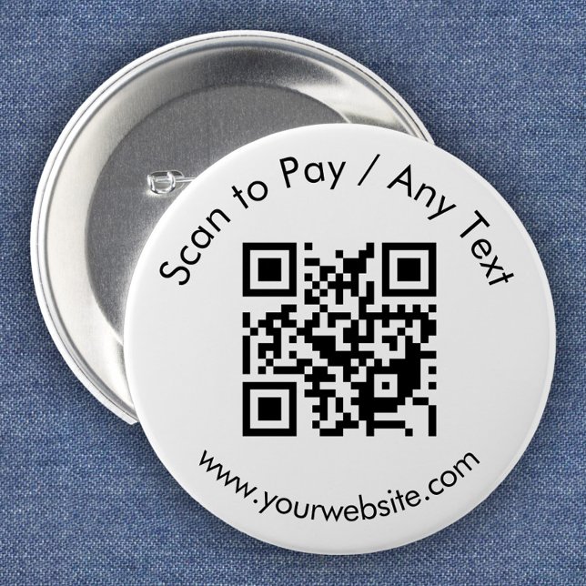 Custom QR Code / Text White  2 Inch Round Button (Creator Uploaded)