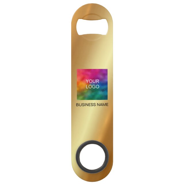 Custom QR Code Upload Company Logo Glamour Gold Bar Key (Front)