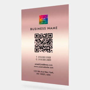 Custom QR Code Upload Your Logo to Rose Gold Acrylic Sign