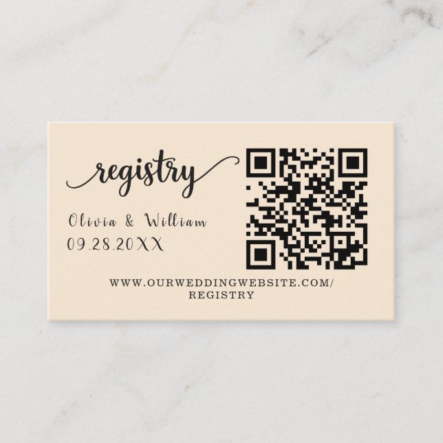 Custom QR Code Wedding Registry Enclosure Card (Front)