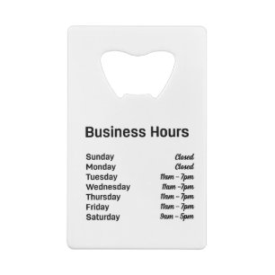Custom QR Code with Business Hours   Credit Card Bottle Opener