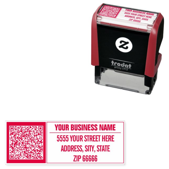 Custom QR Code Your Name Address Self-inking Stamp (In Situ)