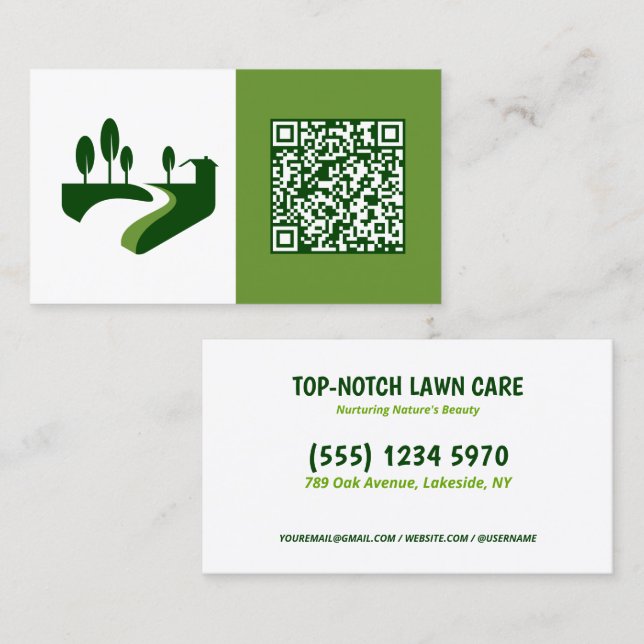Custom QR Lawn Mower  Business Card (Front/Back)