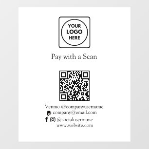 Custom QR Pay   Venmo & PayPal Logo Display Window Cling