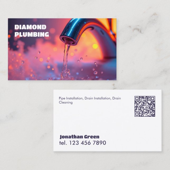 Custom QR Plumber Business Card (Front/Back)