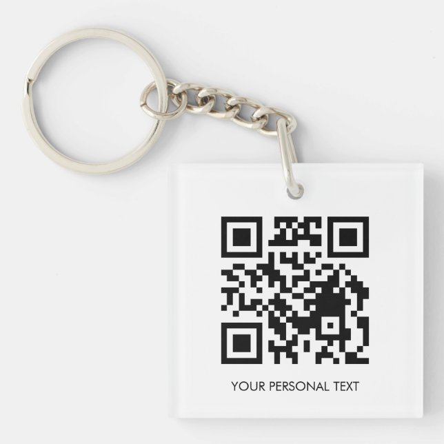 Custom QR Website Link Minimal Acrylic Design Keychain (Front)
