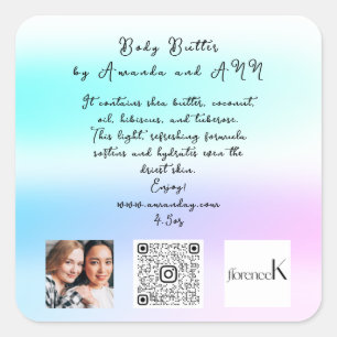 CUSTOM QRCODE LOGO PHOTO PRODUCT DESCRIPTION OMBRE SQUARE STICKER