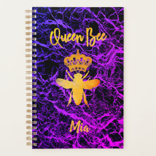 Custom QUEEN BEE Gold Black Purple Undated Monthly Planner
