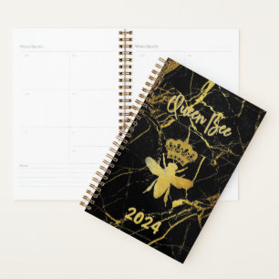 Custom QUEEN BEE Gold Marble Undated Monthly Daily Planner