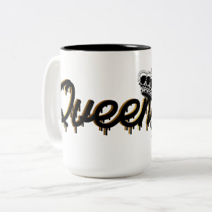 Custom Queen Gold crown with Name  Two-Tone Coffee Mug