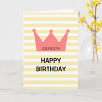 Custom Queen Happy Birthday Red Crown Card