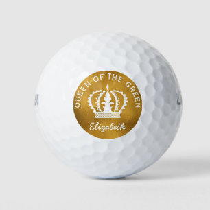 Custom Queen of the Green Gold Crown  Golf Balls