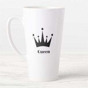 Custom Queen Text Black Colour Crown Image Latte Mug