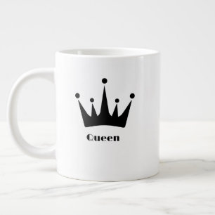 Custom Queen Text Black Crown Image Specialty Large Coffee Mug