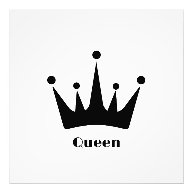 Custom Queen Text Black Crown Photo Enlargement Print (Front)